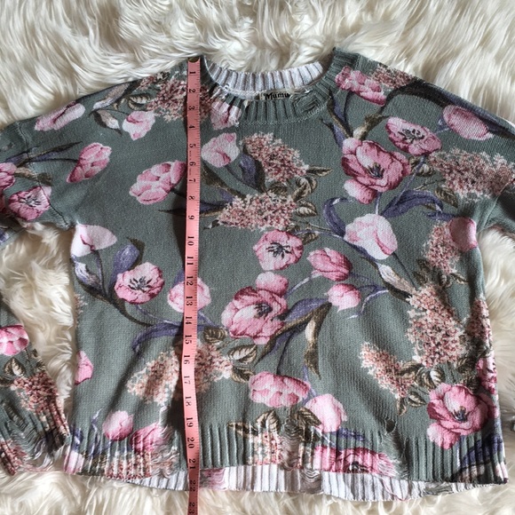 Show Me Your Mumu Cropped Varsity Sweater - in Primavera Floral Knit - Picture 8 of 16